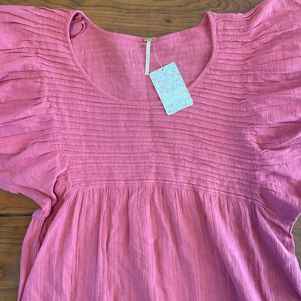 COPY - NWT Free People Pink Short Bubble Sleeve Tunic Midi Dress Top